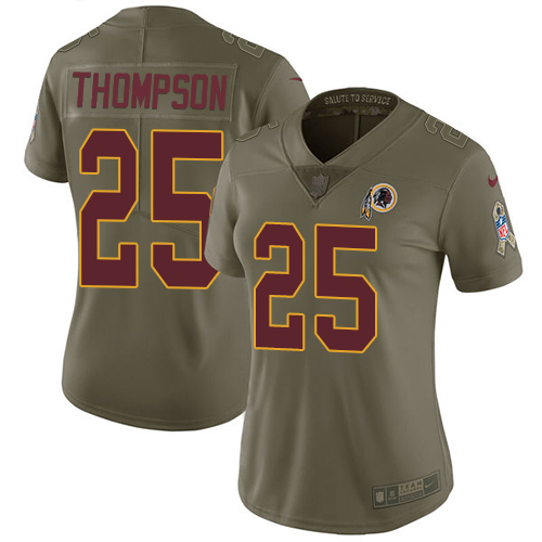 Nike Redskins #25 Chris Thompson Olive Women's Stitched NFL Limited Salute to Service Jersey - Click Image to Close